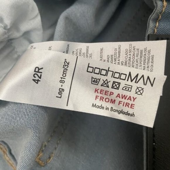 Boohoo Man Men’s Jeans Blue Skinny Fit Light Wash Casual Stretch Sz 42R(38) - Picture 4 of 11